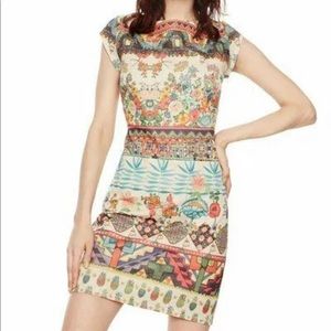 Desigual Women's Colorful Floral Elvira Dress Multicolor Size XS Cap Sleeve